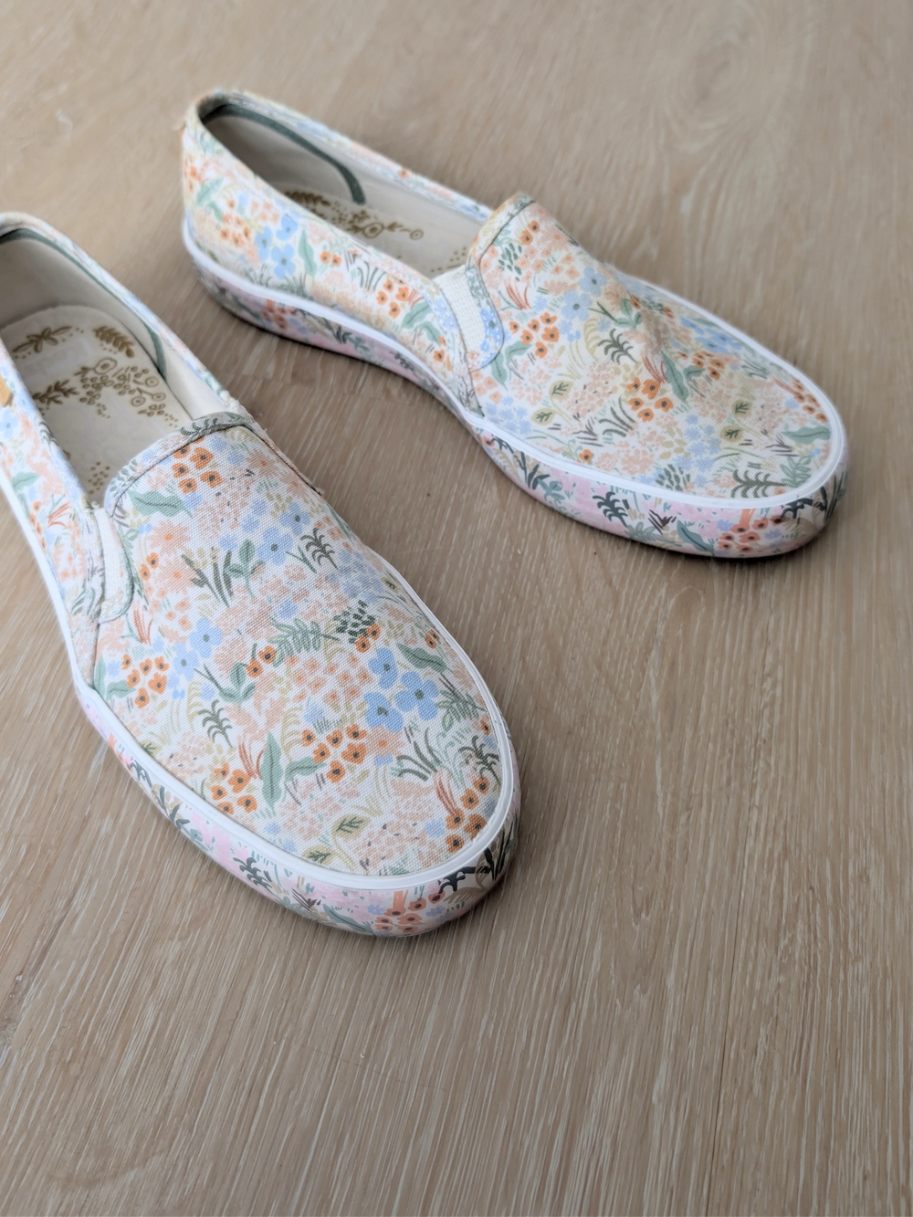 Keds x Rifle Paper Co Double Decker Meadow Floral Slip On Sneakers Wom S'ze 9.5